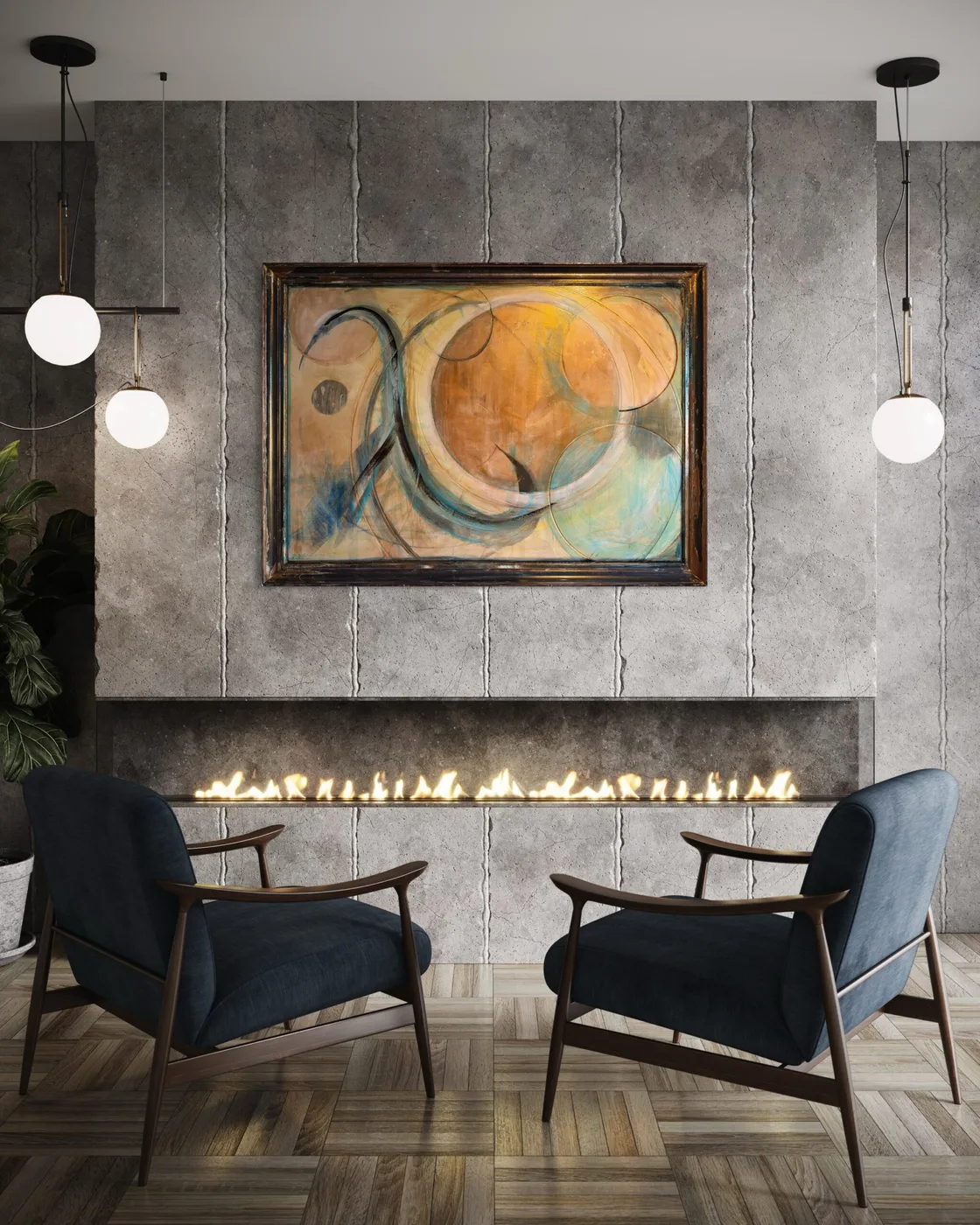 Are We Hologram above a fireplace